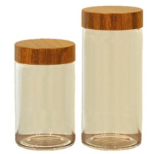 Glass Bottle Wooden Finish Small & Medium