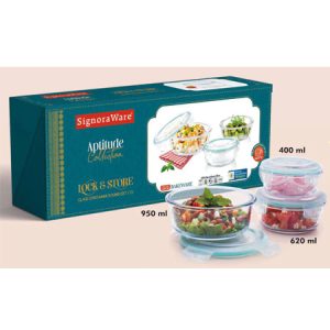 Lock ‘N’ Store Glass Containers Round (Set/3)