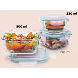 Lock ‘N’ Store Glass Containers Round (Set/3)