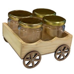 Pine Wood Cart Bottle Stand