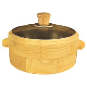 Rubberwood Casserole with Glass Lid