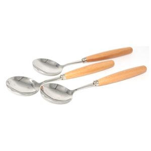 Wooden Handle Soup Spoon Set of 3