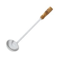 S S Wooden Handle Vertical Dove Ladle