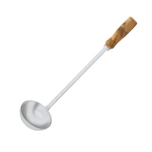 S S Wooden Handle Vertical Dove Ladle