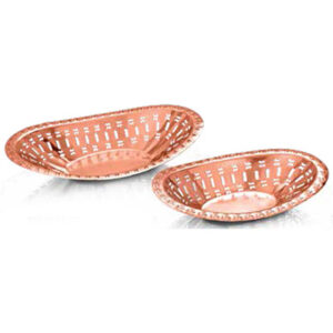 Bread Basket Oval Perforated Copper