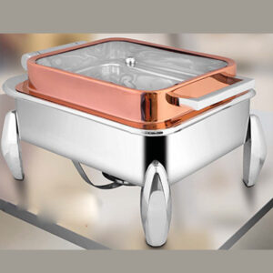 Oblong Rose Gold Full Glass Chafer Diamond Legs