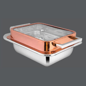 Oblong Rose Gold Full Glass Chafer