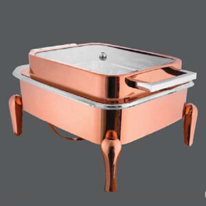 Oblong Rose Gold Full Glass Chafer Diamond Legs RG