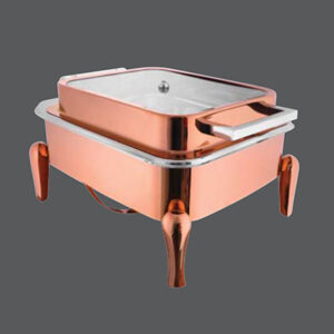 Oblong Rose Gold Full Glass Chafer Neo Legs RG