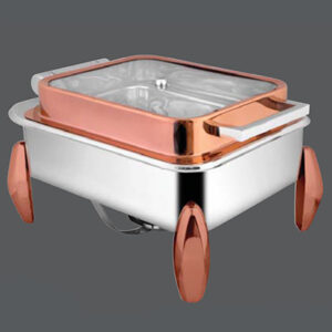 Oblong Rose Gold Full Glass Chafer Diamond RG Legs