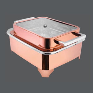 Oblong Rose Gold Full Glass Chafer E.E & RG Frame