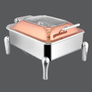 Oblong Rose Gold Glass Chafer Neo Legs