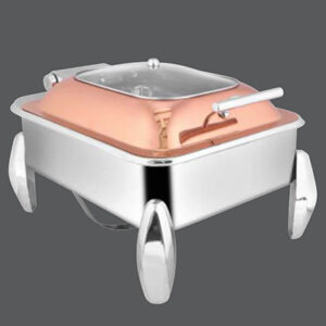 Oblong Rose Gold Glass Chafer Diamond Legs