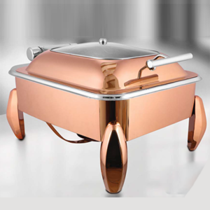 Oblong Rose Gold Glass Chafer Diamond Legs RG