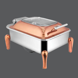 Oblong Rose Gold Glass Chafer Neo RG Legs