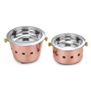 Round Snack Warmer Copper, Stainless Steel, Brass