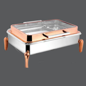 Rectangular Rose Gold Full Glass Chafer