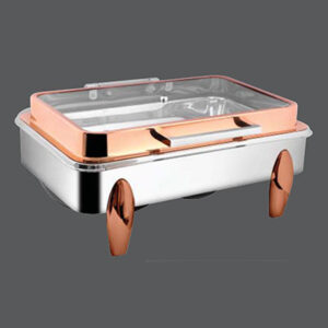 Rectangular Rose Gold Full Glass Chafer