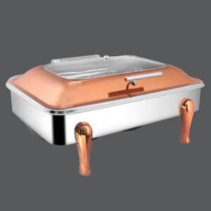 Rectangular Rose Gold Glass Chafer Y RG Legs