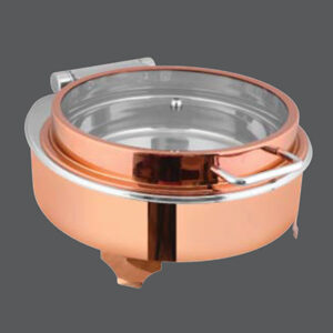 Round Rose Gold Full Glass Chafer W/ E.E & RG Frame