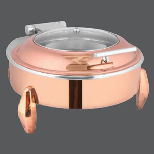 Round Rose Gold Glass Chafer Diamond Legs RG