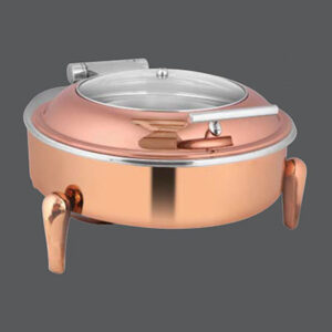 Round Rose Gold Glass Chafer Neo Legs RG