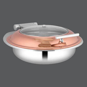 Round Rose Gold Glass Lid Chafer