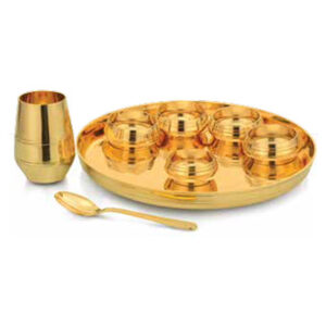 Sagan Thali Set - Medium (8 Pcs Set) Brass