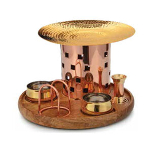 Snack Warmer Concept Brass, Wood, Stainless Steel