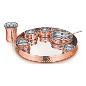 Sovereign Thali Set - Cu/ Ss - Big ( 8 Pcs Set ) Copper, Stainless Stee