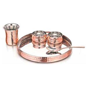 Sovereign Thali Set - Cu/ Ss - Small ( 5 Pcs Set ) Copper, Steel