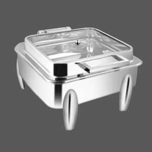 Square Full Glass Chafer Curved Legs