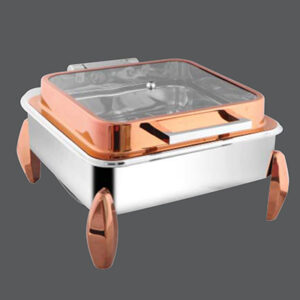 Square Rose Gold Full Glass Chafer Diamond RG Legs