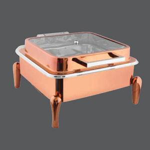 Square Rose Gold Full Glass Chafer Neo Legs RG