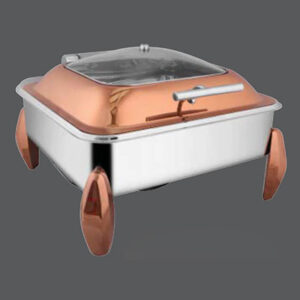 Square Rose Gold Glass Chafer Diamond RG Legs