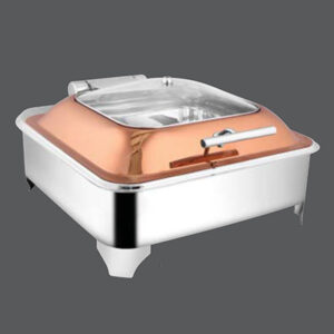 Square Rose Gold Glass Chafer E.E. & Frame