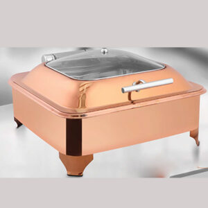 Square Rose Gold Glass Chafer E.E. & RG Frame